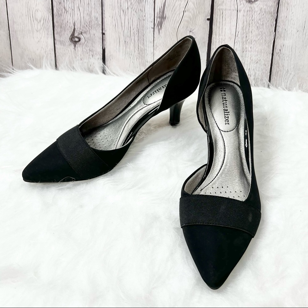 Naturalizer Stricker Micron Black Pointed Toe Pump Heel 7W